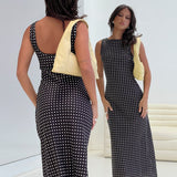 Polka Dot Sleeveless Midi Dress