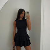 Elegant Tiered Ruffle Mini Dress Sleeveless Party Dress