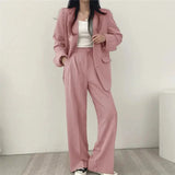 Elegant Tailored Blazer and Wide Leg Pants Suit Set