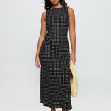 Polka Dot Sleeveless Midi Dress