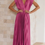 Vivienne | Elegant V-Neck Midi Dress with Pleated Skirt
