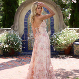 Margot | Textured maxi dress with soft peach tones and refined finish