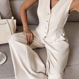 Zweiteiliges Set mit Weste & weiter Hose – Modern, Luftig & Smart