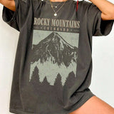 Oversized Rocky Mountains Graphic T Shirt