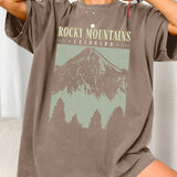 Oversized Rocky Mountains Graphic T Shirt