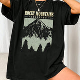 Oversized Rocky Mountains Graphic T Shirt