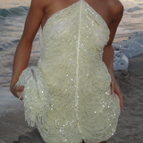 Virelle | Beaded Halter Neck Mini Dress