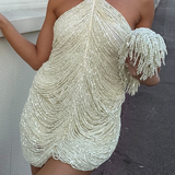 Virelle | Beaded Halter Neck Mini Dress