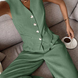 Zweiteiliges Set mit Weste & weiter Hose – Modern, Luftig & Smart