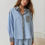 Oversized Patchwork Shirt and Pants Lounge Set