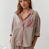 Oversized Patchwork Shirt and Pants Lounge Set