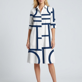 Geometric Print Shirt Midi Dress