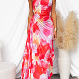 One Shoulder Floral Maxi Dress