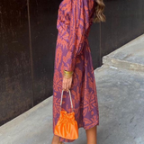 Printed Twist-Front Midi Dress