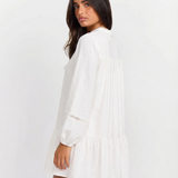 Elegant Long Sleeve Pleated Mini Dress Loose Fit