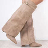 Women’s Suede Knee High Block Heel Boots
