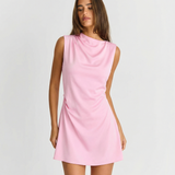 Sleeveless Draped Mini Dress with Elegant Side Detail