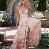 Margot | Textured maxi dress with soft peach tones and refined finish