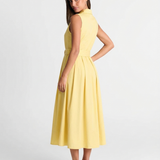 Elegant Sleeveless Midi Dress Pleated Waist
