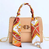 Elegant Scarf Handle Crossbody Handbag