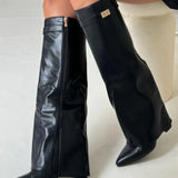 Women’s Suede Knee High Block Heel Boots
