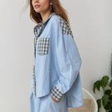 Oversized Patchwork Shirt and Pants Lounge Set
