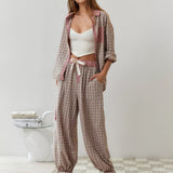 Oversized Patchwork Shirt and Pants Lounge Set