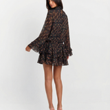 Floral Long Sleeve Ruffle Mini Dress Elegant Tiered Dress