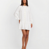 Elegant Long Sleeve Pleated Mini Dress Loose Fit