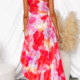 One Shoulder Floral Maxi Dress