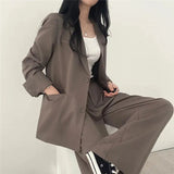 Elegant Tailored Blazer and Wide Leg Pants Suit Set