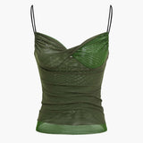 Janet | Spaghettiträgern Bodycon Mesh-Camisole mit Drapierung
