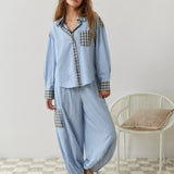 Oversized Patchwork Shirt and Pants Lounge Set