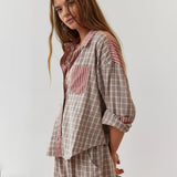 Oversized Patchwork Shirt and Pants Lounge Set