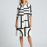Geometric Print Shirt Midi Dress