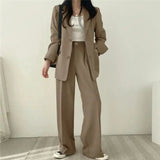 Elegant Tailored Blazer and Wide Leg Pants Suit Set
