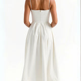 Strappy Midi Dress with Fitted Bodice and Flowing Skirt