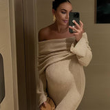 Isolde | Off-Shoulder Long Sleeve Maternity Dress