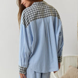 Oversized Patchwork Shirt and Pants Lounge Set