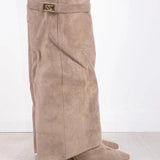 Women’s Suede Knee High Block Heel Boots