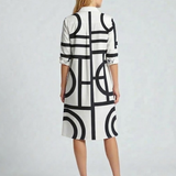Geometric Print Shirt Midi Dress