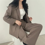 Elegant Tailored Blazer and Wide Leg Pants Suit Set