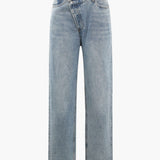 High Waist Straight Leg Light Wash Denim Jeans