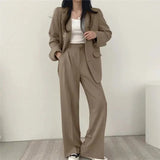 Elegant Tailored Blazer and Wide Leg Pants Suit Set