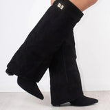 Women’s Suede Knee High Block Heel Boots