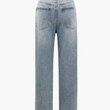 High Waist Straight Leg Light Wash Denim Jeans