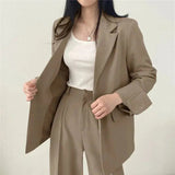 Elegant Tailored Blazer and Wide Leg Pants Suit Set