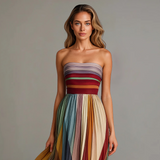 Vesper | Strapless Pleated Maxi Dress with Flowing Silhouette