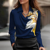 Alina | Chic V-Neck Blouse with Lustrous Finish