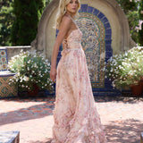 Margot | Textured maxi dress with soft peach tones and refined finish